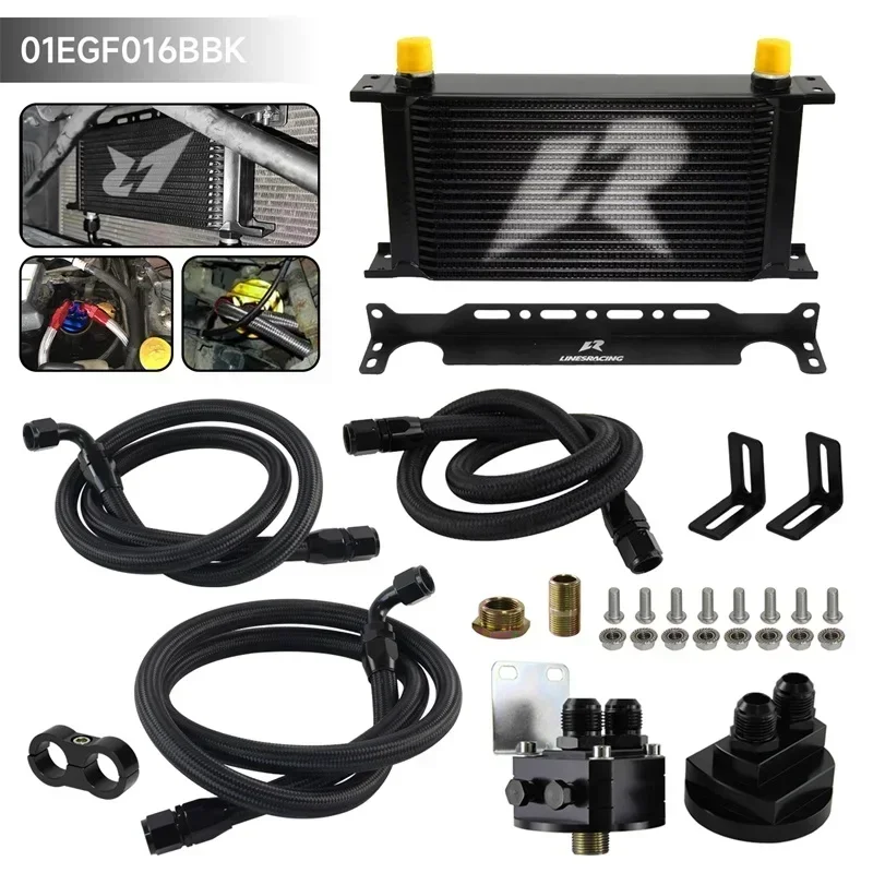 LR 19 Row AN10 Oil cooler w/Bracket+Filter Relocation Adapter Hose Kit 3/4