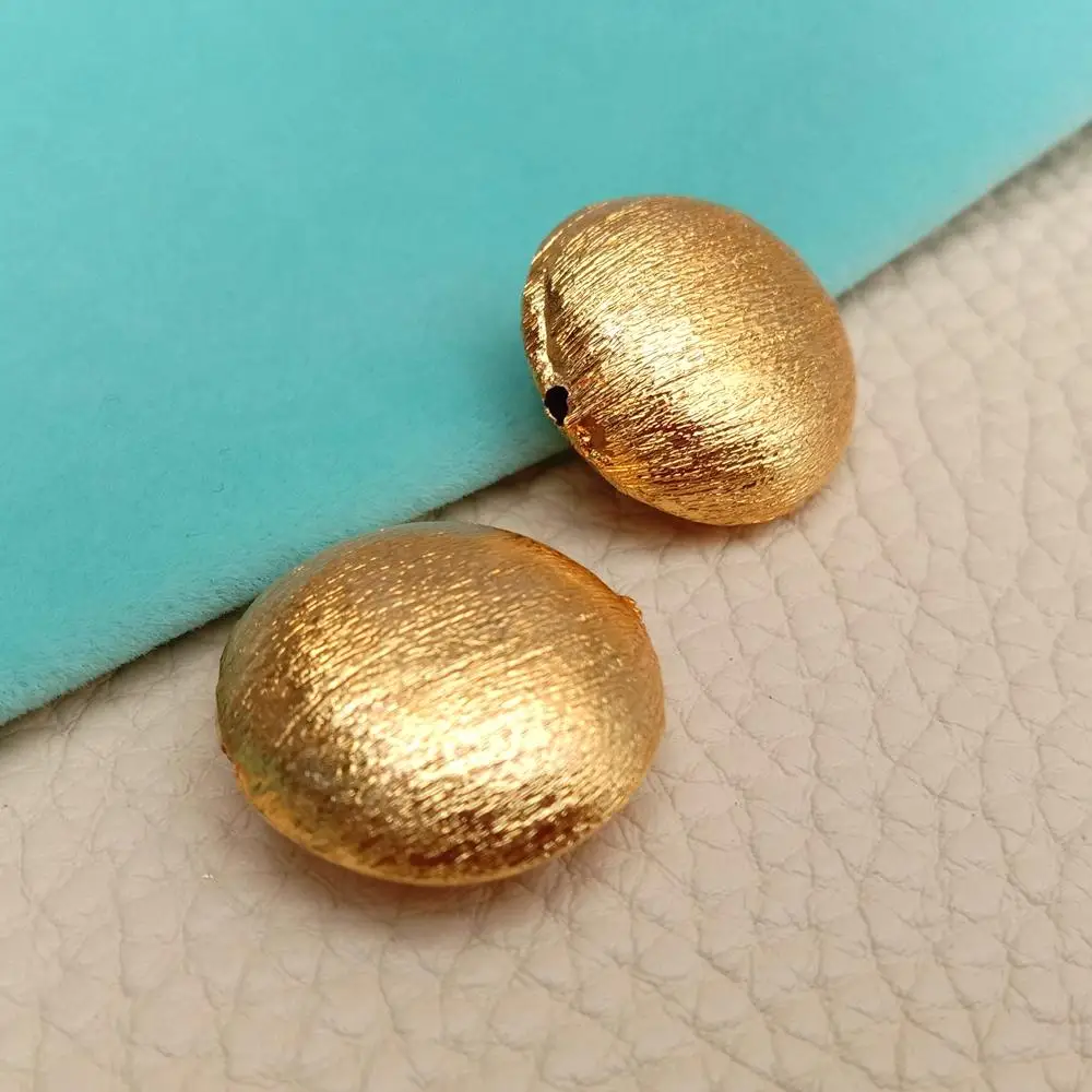 Wholesale 10  PCS 21mm Copper Coin Shape Brushed Bead Gold Plated DIY Findings