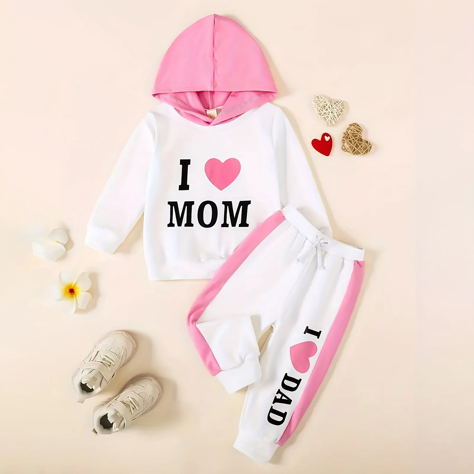 

Boys Outfits Baby Boy Spring And Fleece Hooded I Love Mom Long Sleeved Shirt Long Pants Casual Suit Trendy Baby Dinosaur