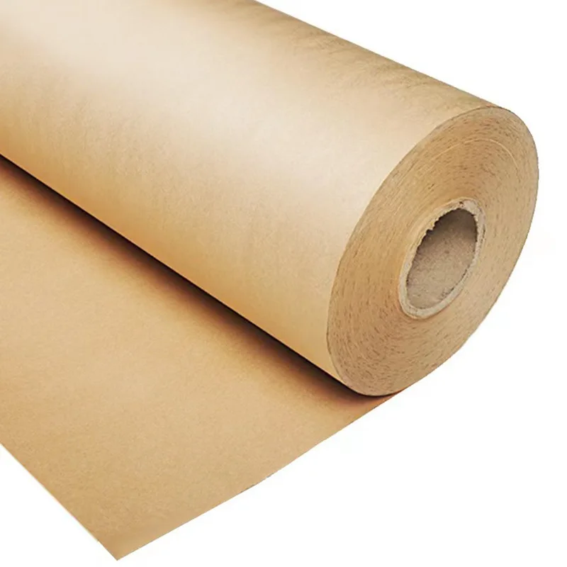 10/30/50 Meters High Strength Original Wood Pulp Brown Kraft Paper Roll Buffer Packaging Paper Roll Moisture-proof Kraft Paper