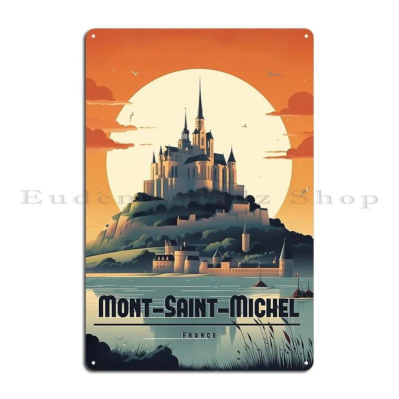 Mont Saint Michel Retro Travel Poster Vintage Wall Art Metal Plaque Garage Customized Printing Funny Wall Custom Tin Sign Poster