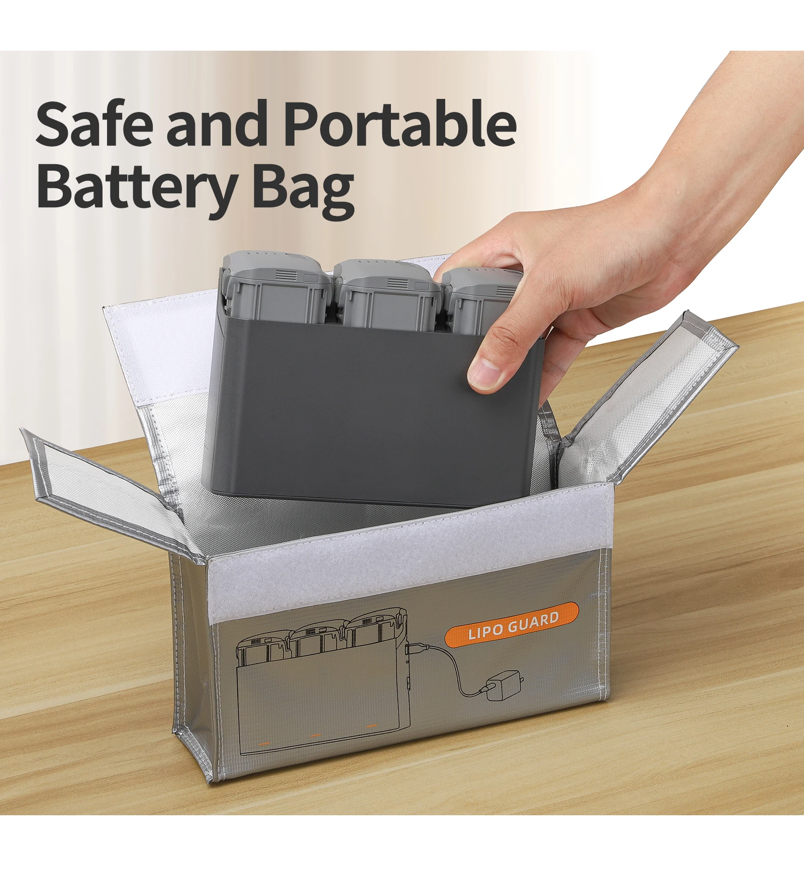 For DJI Mini 4K/AVATA2 Battery Explosion-proof Pouch Battery Manager Lithium Charging Protection Flame Retardant Pouch Bag