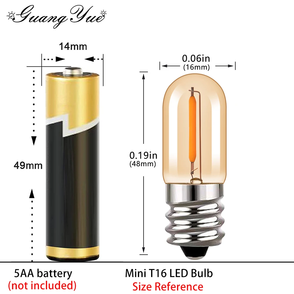 Bohlam lampu LED pengganti Natal, dapat diredupkan E14 E12 T16 0.6W dekorasi rumah bohlam lampu filamen LED