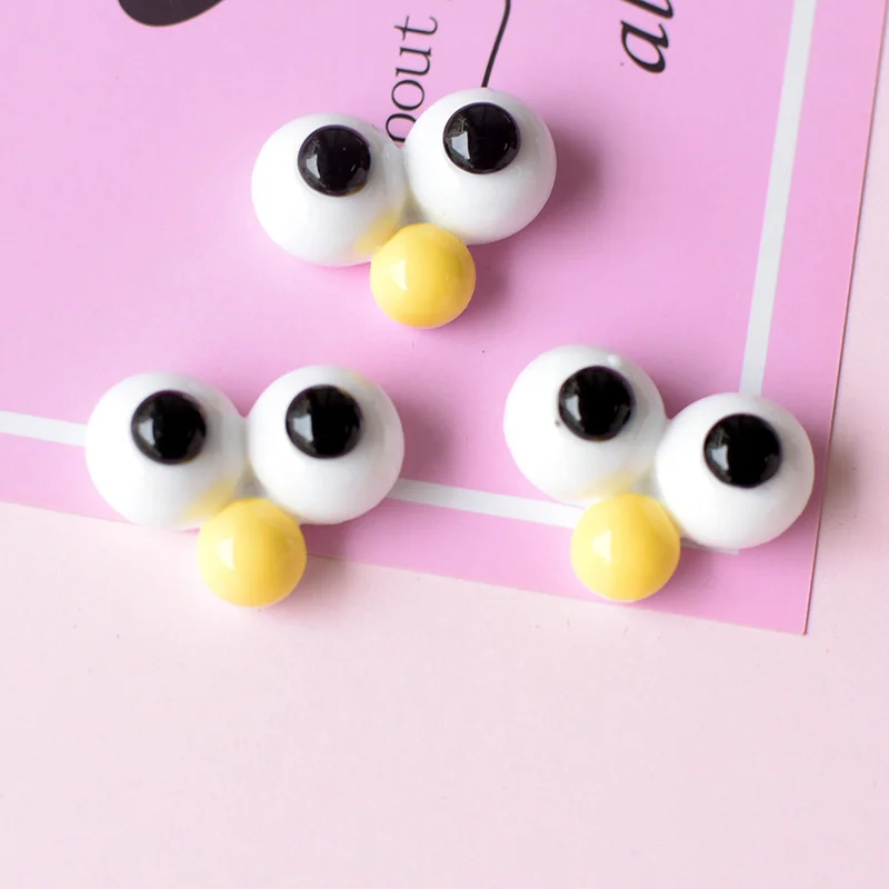 10Pcs Cute Eyes Flatback Resin Plush Toy Decorate Accessories Cabochon Scrapbooking Craft Supplies DIY Hairpin Phone Cases Patch