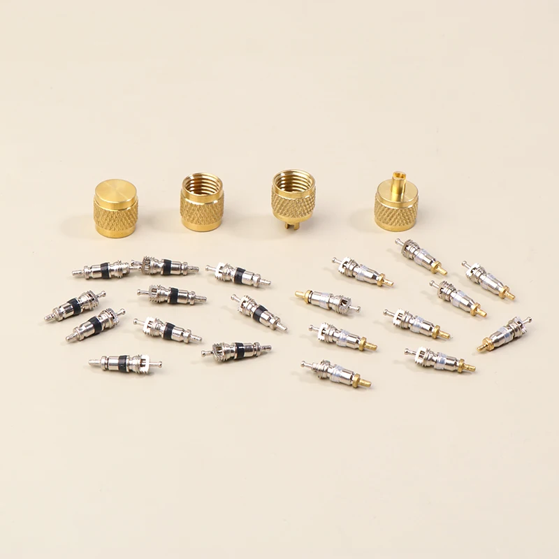 Hot Sale 10Pcs Brass Valve Cores Replacement AC HVAC/R Field Service Tool Refrigerant Valve Core Remover Removal Tool HAVC