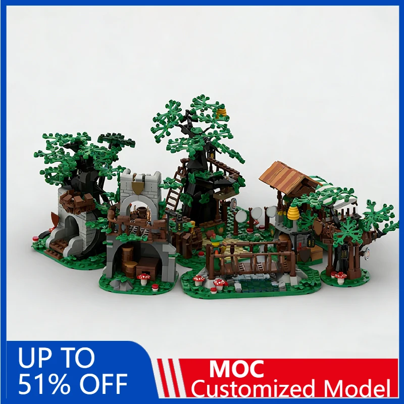 1393 Pcs MOC Forest Watchtower Modular Model DIY Building Block Technology Assembly Creative Type Toy Kid Birthday Surprise Gift