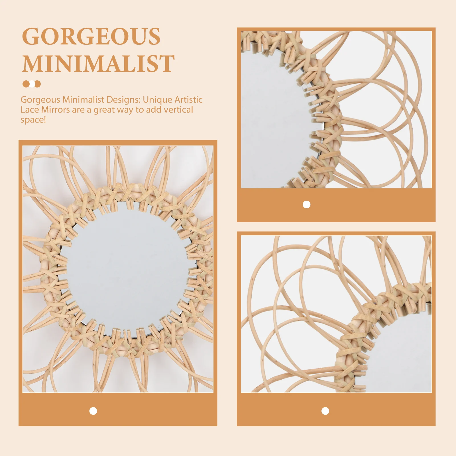 

Retro Round Makeup Mirror Vintage Mirrors Wall Decor Decorative Small Glass Hanging Aesthetic for Unique