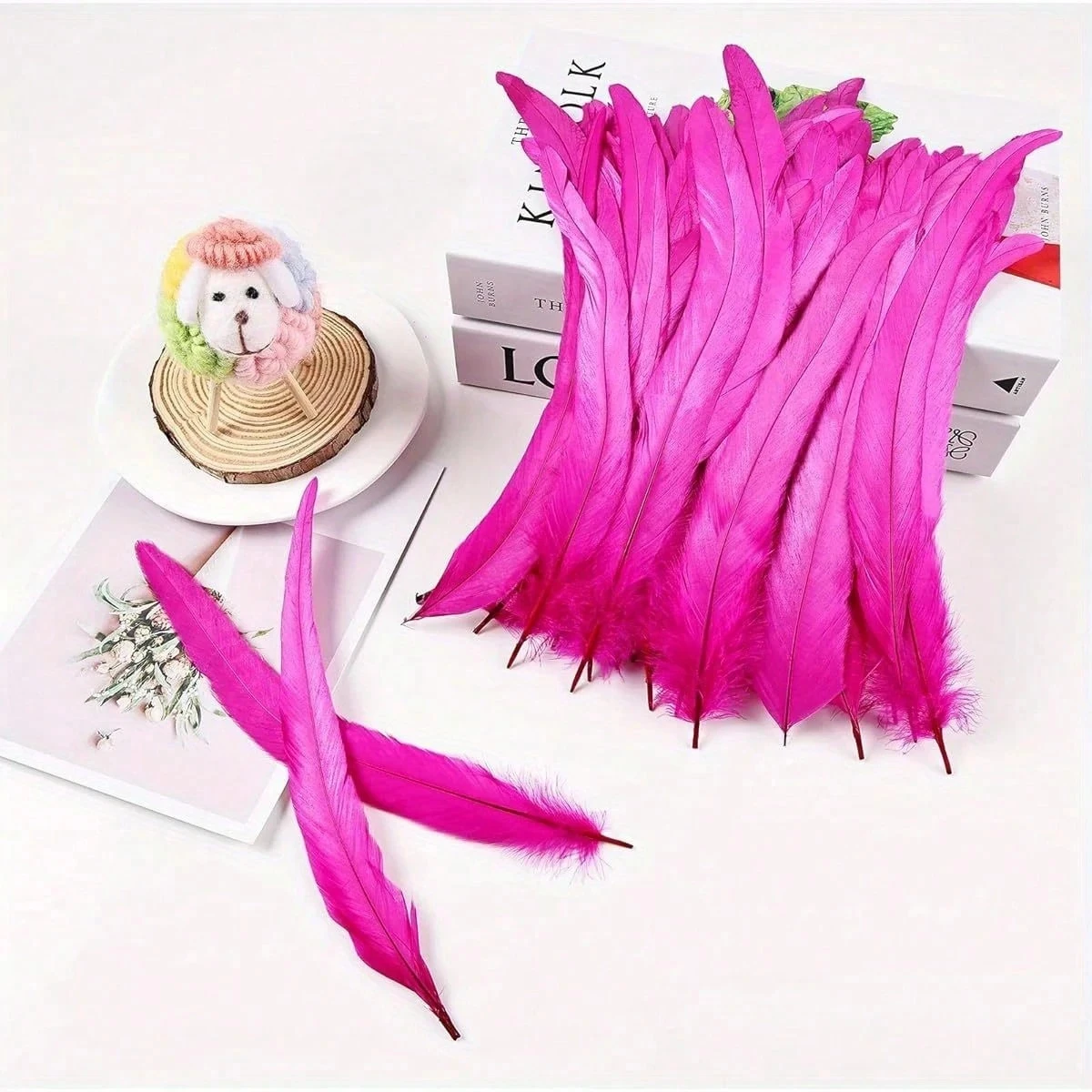 

Natural Rooster Tail Feathers 30-35cm Black Tip Feathers 100pcs Bulk for Costume Making Stage Performance Headwear Crafts