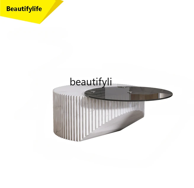 

Coffee Table round Light Luxury Modern Creative High and Low Italian Minimalist Designer Model Art