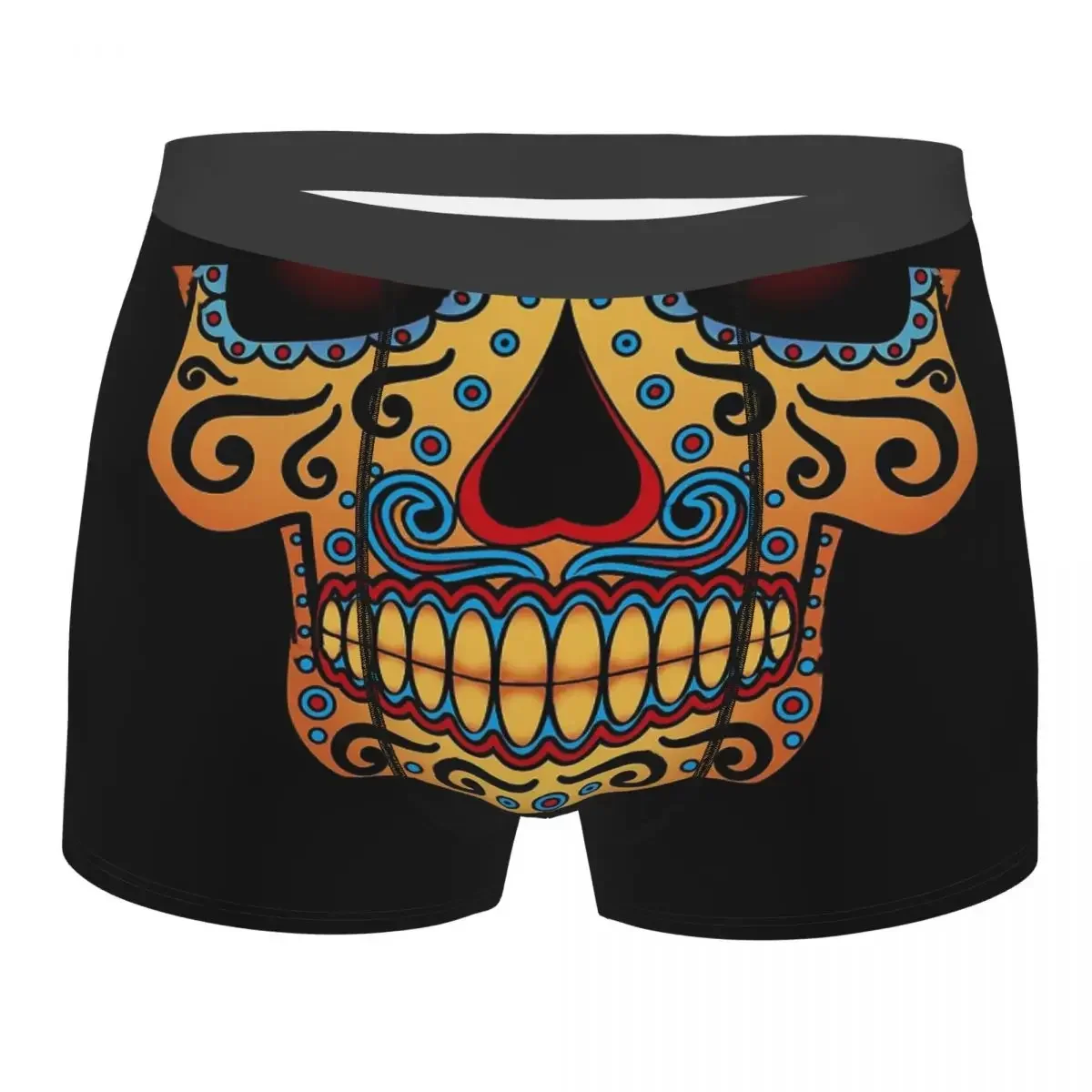 Humor Boxer Shorts Panties Briefs Men's Tribal Mexican Sugar Skull Underwear The Day Of Dead Breathable Underpants for Male