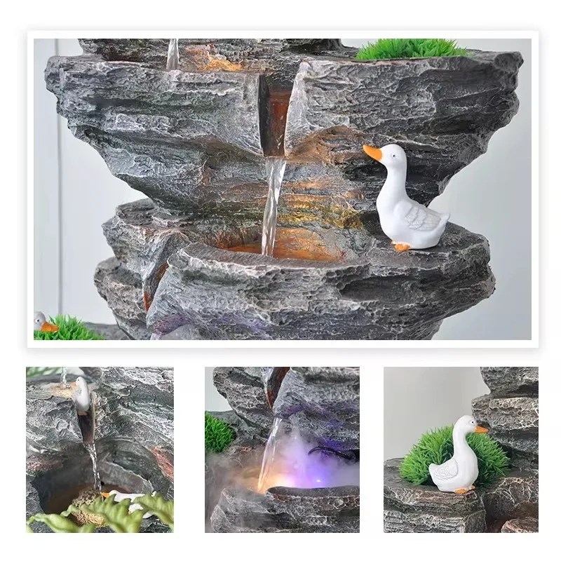 Courtyard Water Feature Outdoor Rockery Fountain Balcony Recirculating Mountain Stacking Stone Fortune Landscape Decor