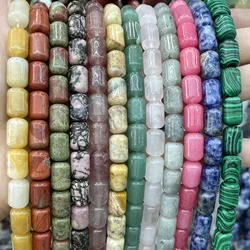8X12MM Natural Stone Cylinder Shape Turquoises Agates Quartz Jades Loose Spacer Bead For Jewelry Making DIY Necklace Accessories