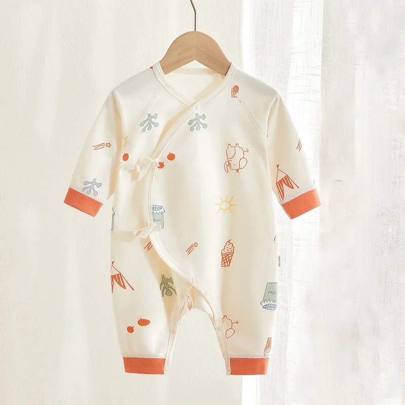 Baby Boys and Girls Comfortable Cotton Cartoon Butterfly Bodysuit Boneless Monk Clothing Spring and Autumn