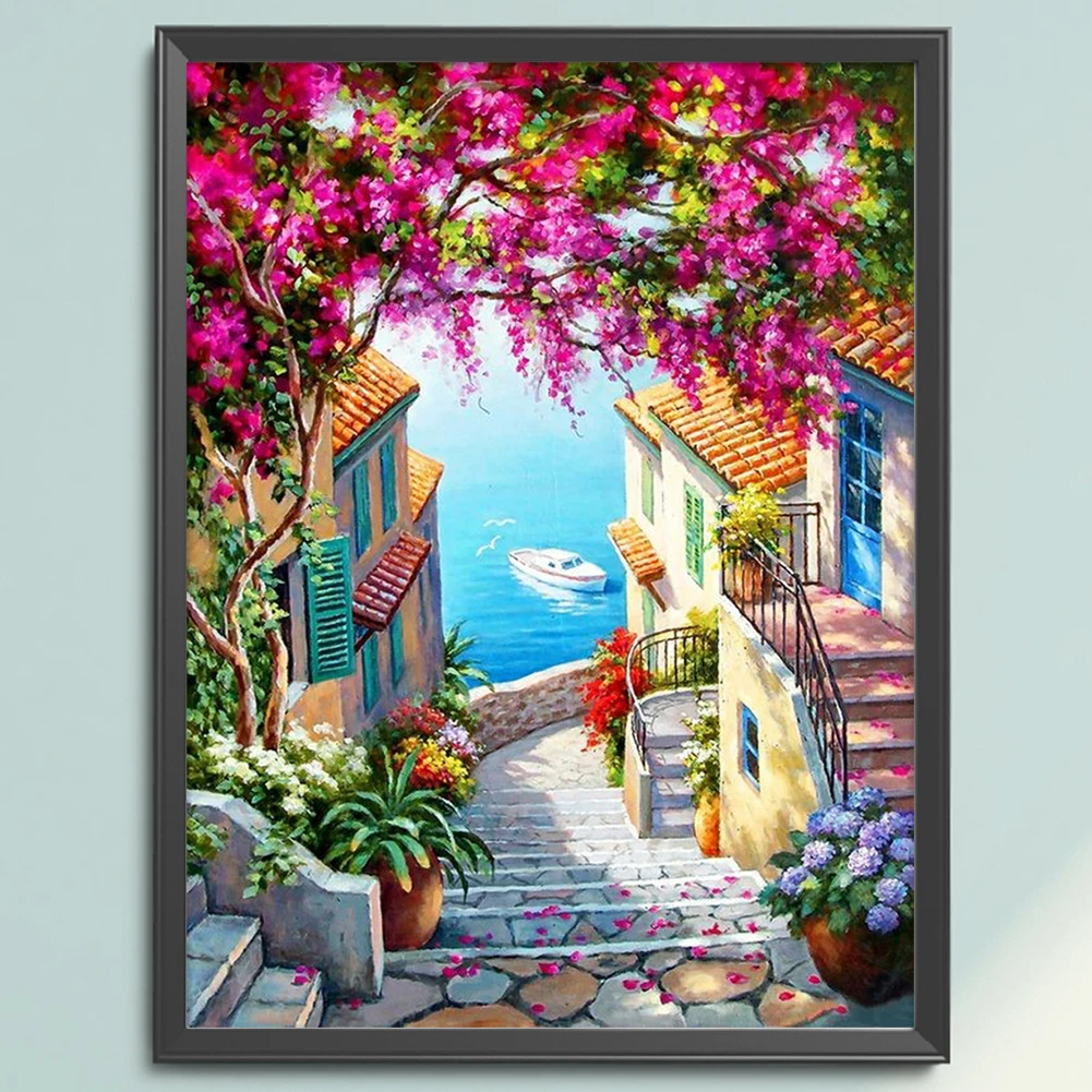 

Seaside Printed Cross Stitch Kit 40x55cm DIY 11CT Embroidery Craft Set Home Art