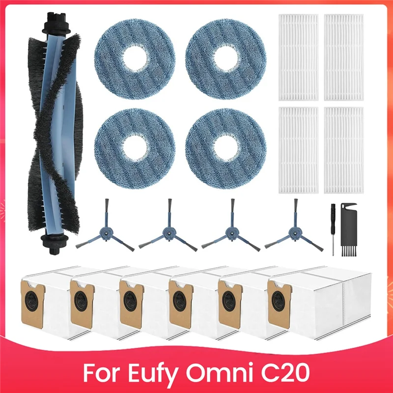 ABMH-ملحقات ل Eufy Omni C20 روبوت فراغ استبدال أجزاء فرشاة جانبية رئيسية فلتر Hepa ممسحة القماش كيس لجميع الغبار