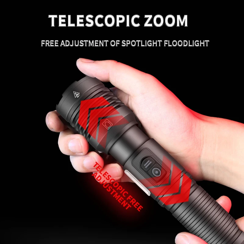 Powerful LED Flashlight XHP70 Super XHP160 High Power Torch Light USB Rechargeable Lamps Tactical Flashlight 18650 Lantern Camp