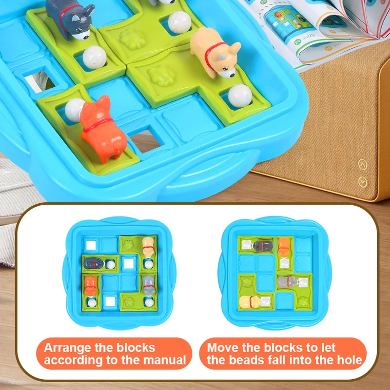 Jogo de tabuleiro Naughty Puppies para crianças, brinquedos educativos, lógica, pensamento inteligente, resolução de problemas, presente infantil, 36 desafios