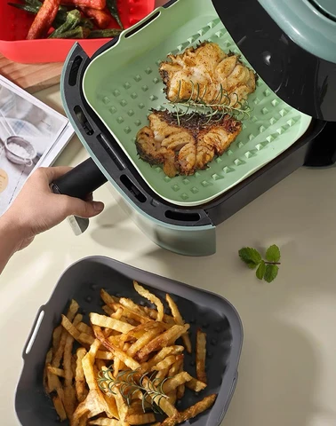 Thick Square Silicone Air Fryer Pot