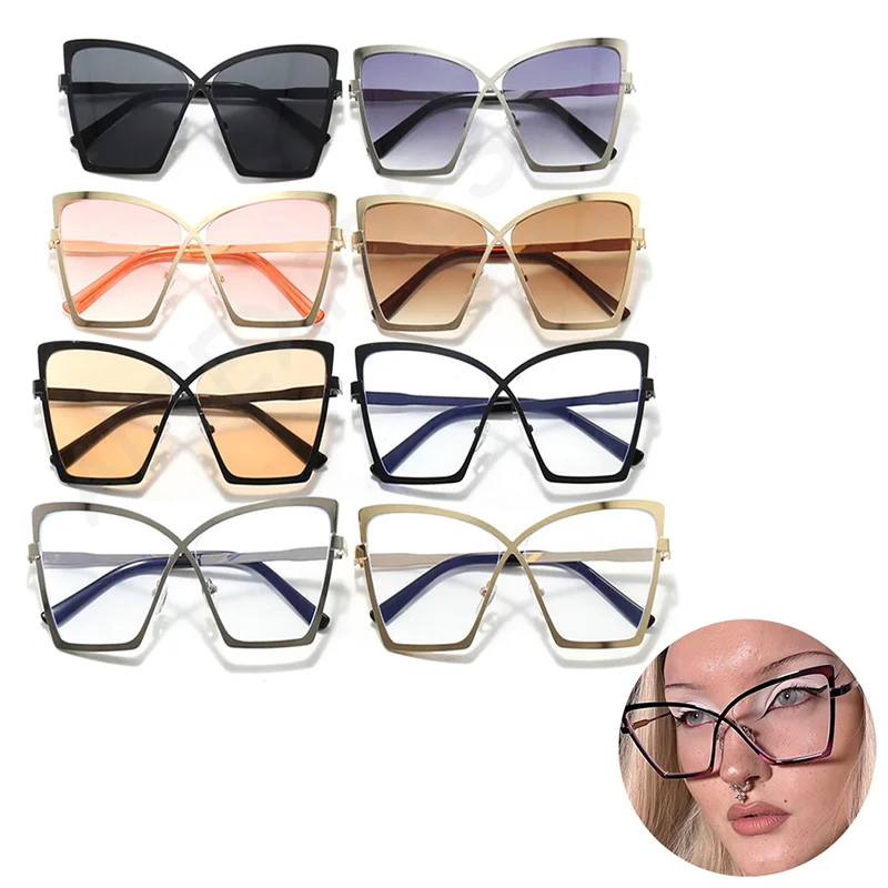 

Солнцезащитные очки «кошачий глаз» с защитой от синего света, роскошный большой дизайн в виде бабочки с X-крестной оправой для женских винтажных очков