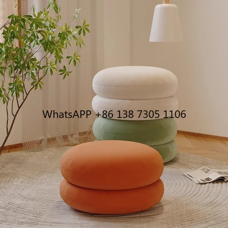 

Living room small stool lamb wool household round low stool simple pier shoe changing stool