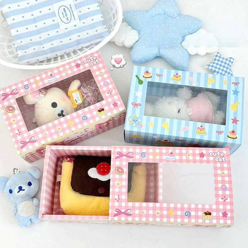 

Набор из 10 милых коробок для выпечки с окном и мультяшным принтом, розовые и голубые бумажные коробки для кексов, пирожных и десертов