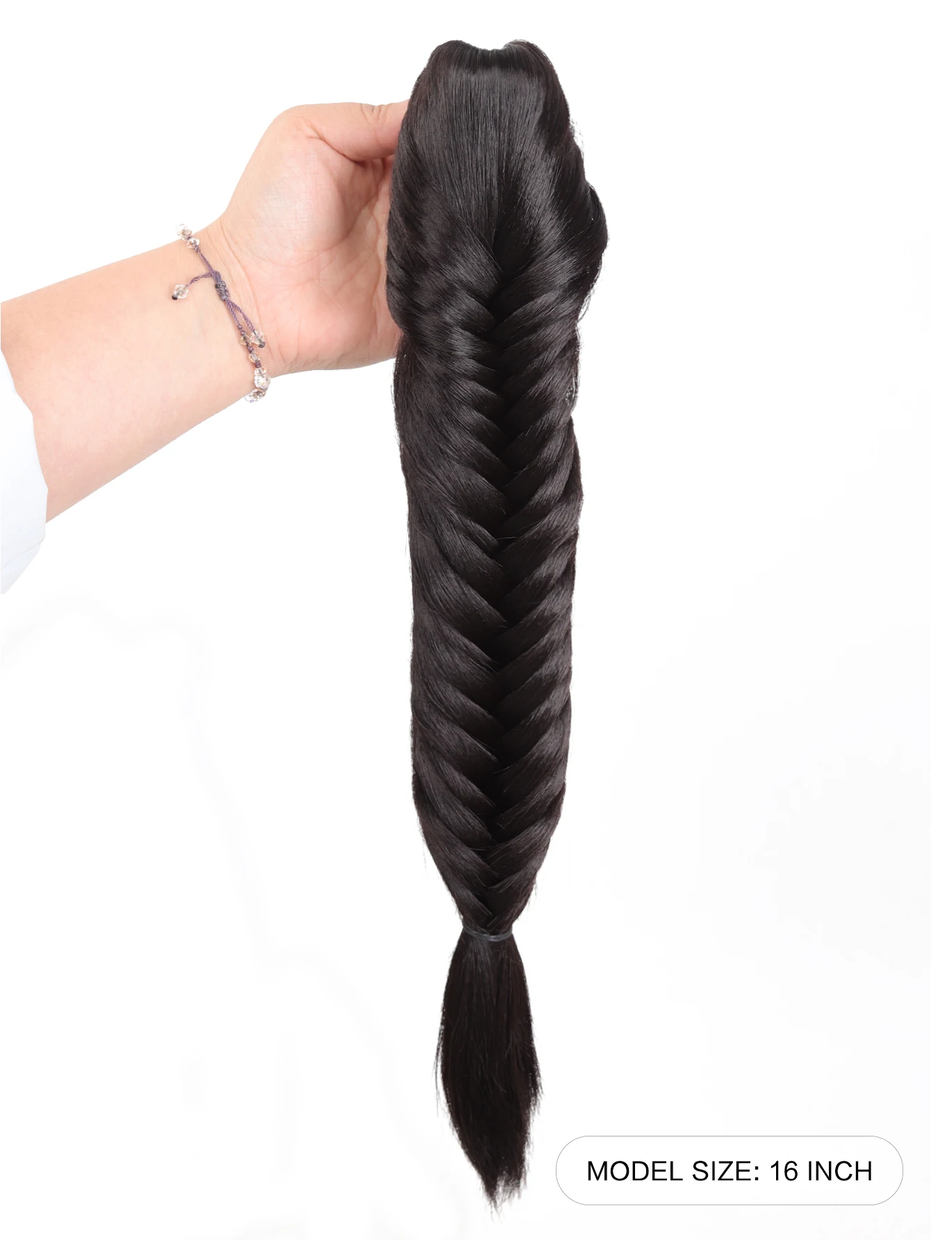 AOSIQUEEN 16Inch Handmade Braided Fishbone Ponytail Hair Extensions With Claw Clip Suitable For Women Daily Use Hair Accessories