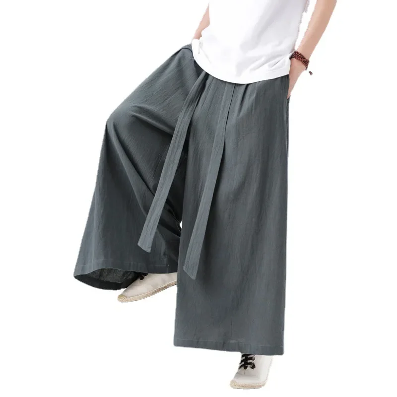

Summer New Chinese Style Pants Men Harajuku Pants Man Japanese Kimono Pants Male Streetwear Retro Wide-Leg Trousers