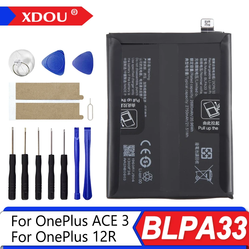 

100% New High Quality Battery BLPA33 For OPPO 1+ ACE 3/1+12R /Oneplus ACE/Oneplus 12R Battery + Free Tools