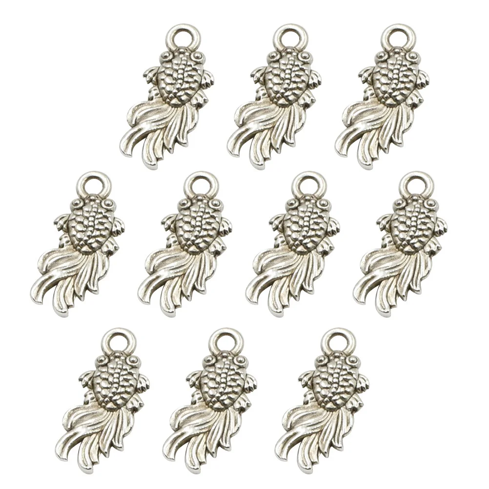 

10 шт., подвеска в виде золотой рыбки, подвески из сплава для DIY, ожерелье, браслет, серьги, очаровательные аксессуары для изготовления ювелирных изделий, подарок ручной работы