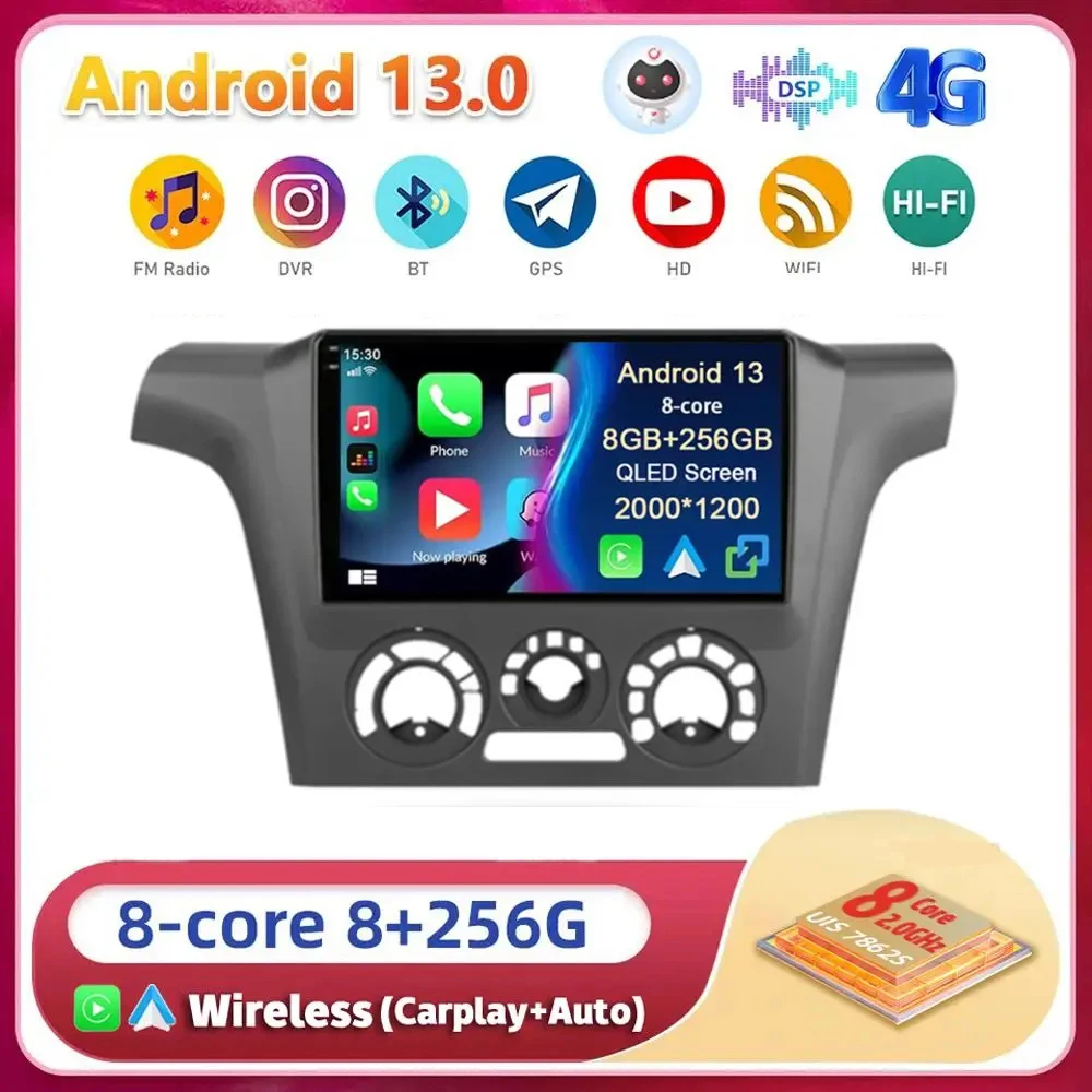 

Автомобильная Мультимедийная система Carplay, Android 13, Wi-Fi + 4G для Mitsubishi Outlander 1 2002-2008, радио, мультимедийный видеоплеер, GPS, стерео, 2din, головное устройство