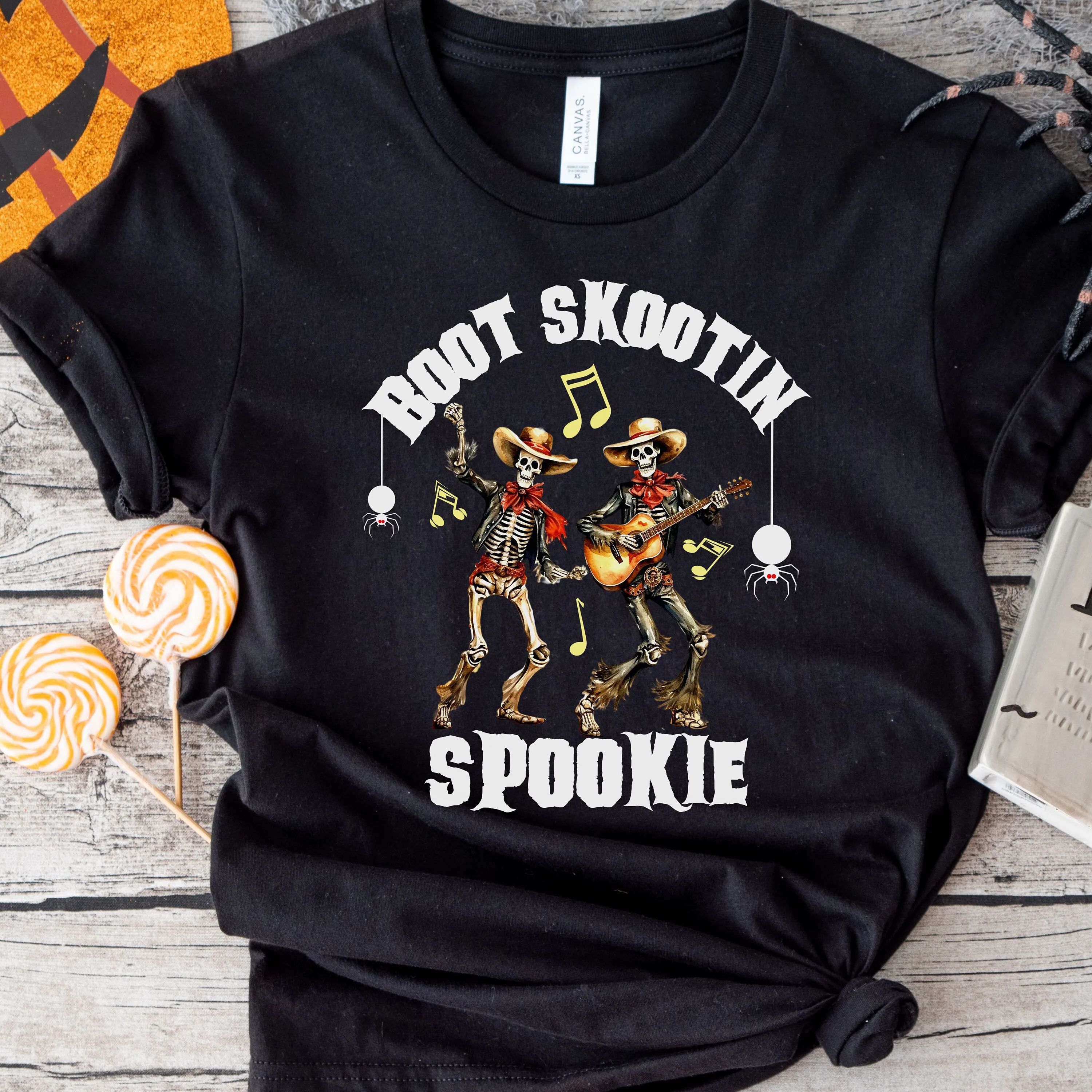 Boot skootin Spookie Halloween dancing cowboys spooky barn dance western cowgirls scootin Haunted T shirt