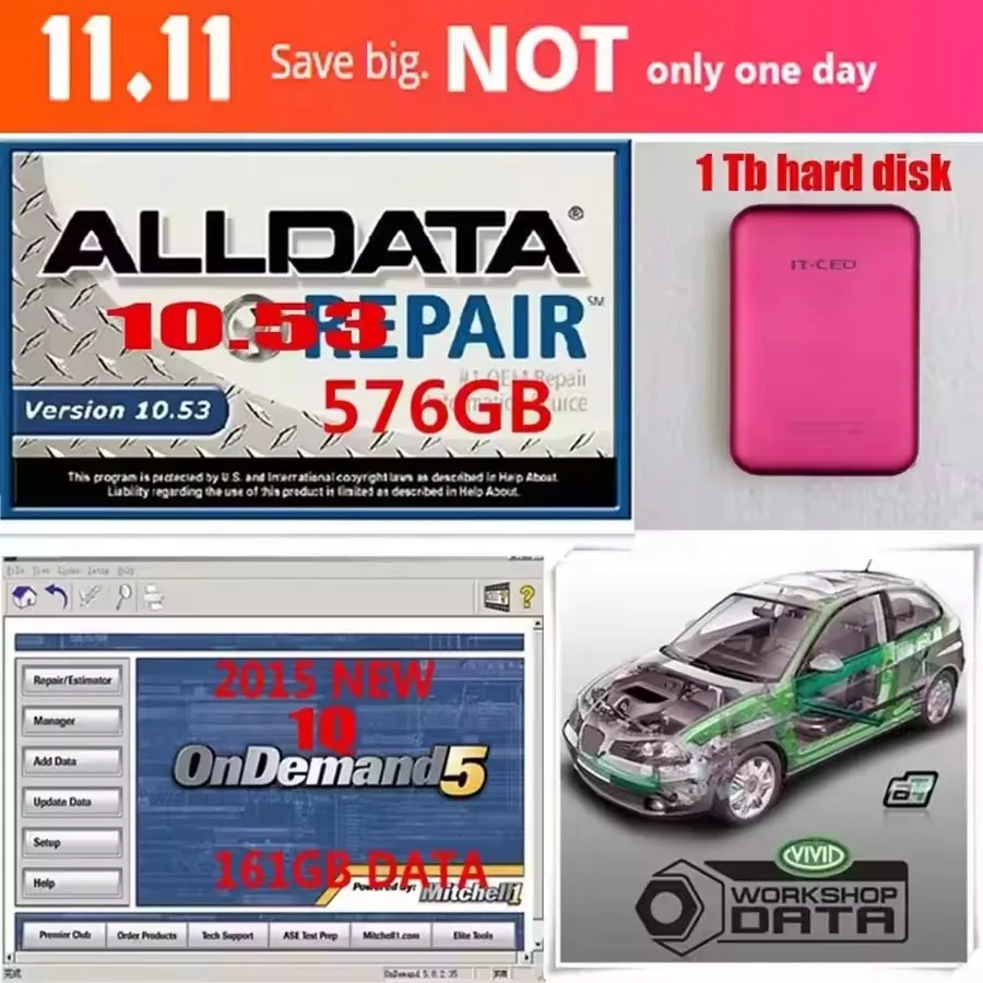 1 تيرابايت HDD Alldata 10.53 + 2015 Michel Ondemand 1Q + بيانات ورشة عمل حية + ATRIS + ATSG مخطط أسلاك السيارة 5 في 1 #6