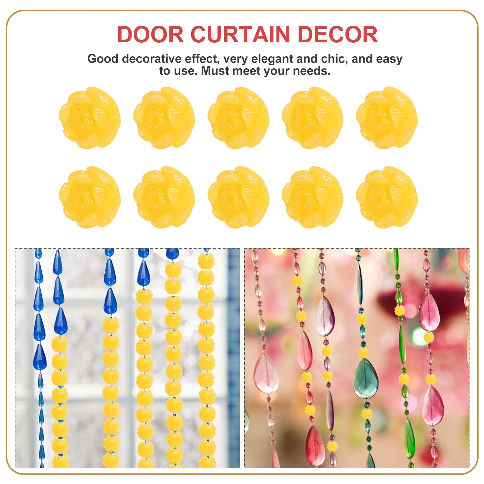 

36pcs Lotus Resin Beads Door Curtain Decor Accessories Hotel Restaurant Wind Chime Hanging DIY Craft