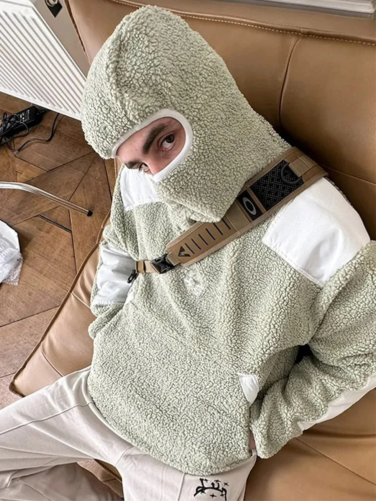 Hip Hop Mens Wool Hooded Sweatshirts 2025 Spring Streetwear Fashion Men Clothes Gangster Style Hoodies Trendy Loose Wool Hoodie