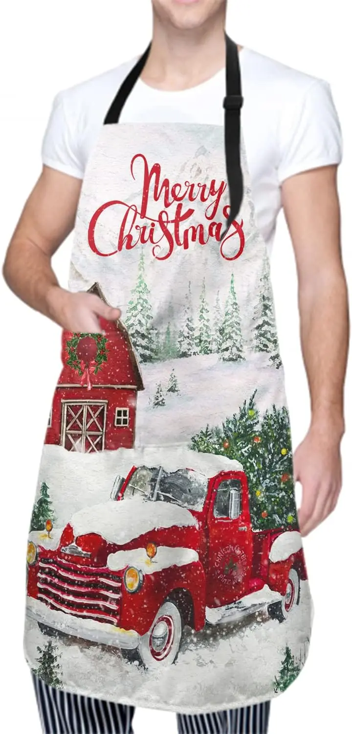 Apron Unisex Resistant 33 x 28 inches with 2 Pockets Cooking Kitchen Aprons Suitable for BBQ Grill Drawing Haircut