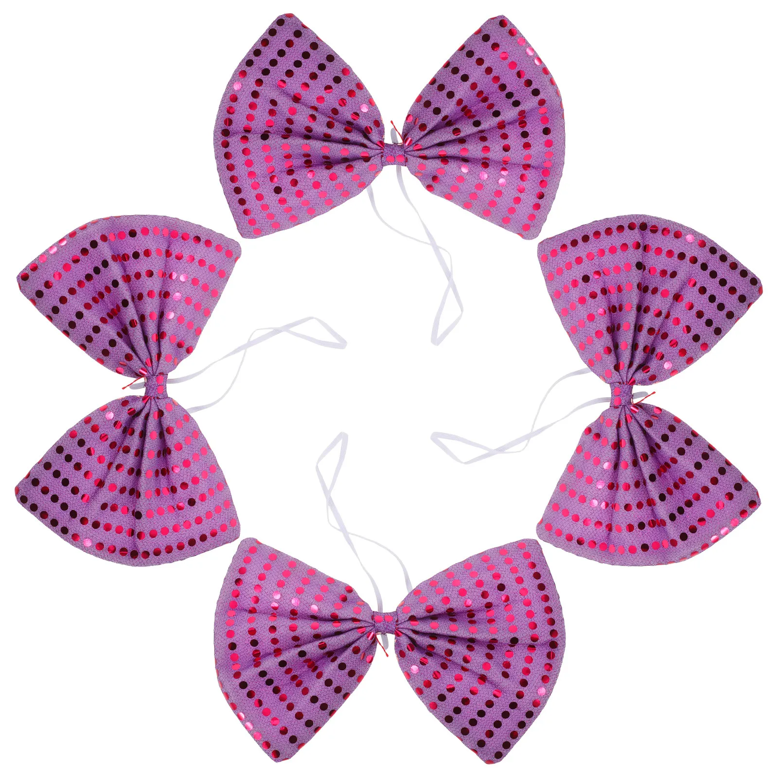 Juego de 4 Lazos de Lentejuelas Extra Grandes, Lazos Brillantes para Disfraces de Fiesta, Bodas, Bailes de Graduación, Actuaciones en Escenario, Niños