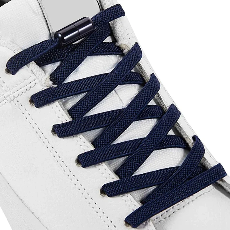 

1 Pair No Tie Shoelaces for Sneakers Elastic Shoe Laces Round Colorful Metal Lock Lazy Shoes Lace Quick Put on And Take Off