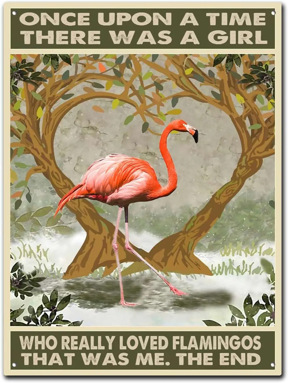 Tin Signs Vintage Funny Bathroom Love Flamingo Signs, Once Upon A Time There was A Girl Who Really Loved Flamingos Vintage Signs