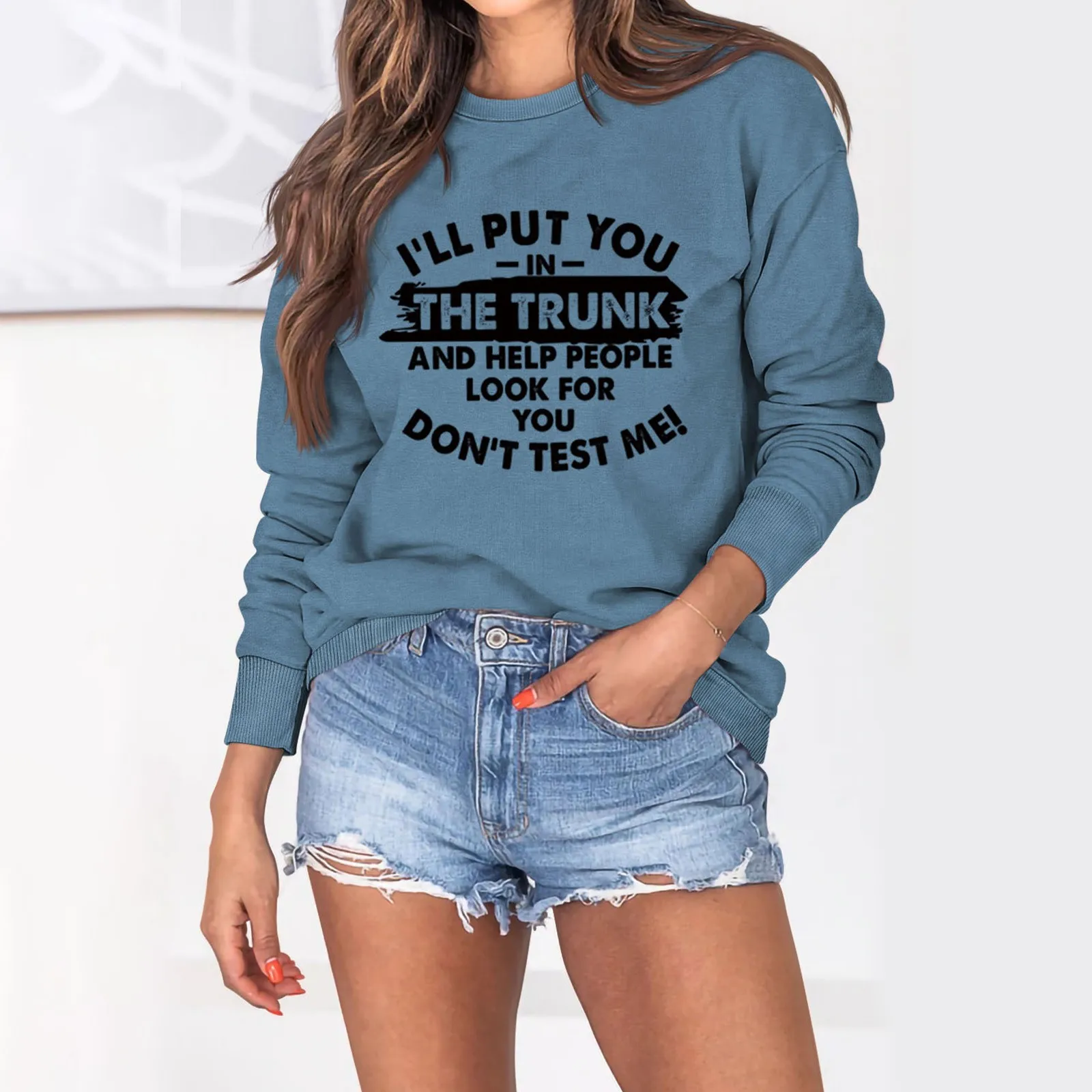 Women's Casual Comfortable Alphabet Print Round Neck Fashion Long Sleeve Sweatshirt Hoodie Two Piece