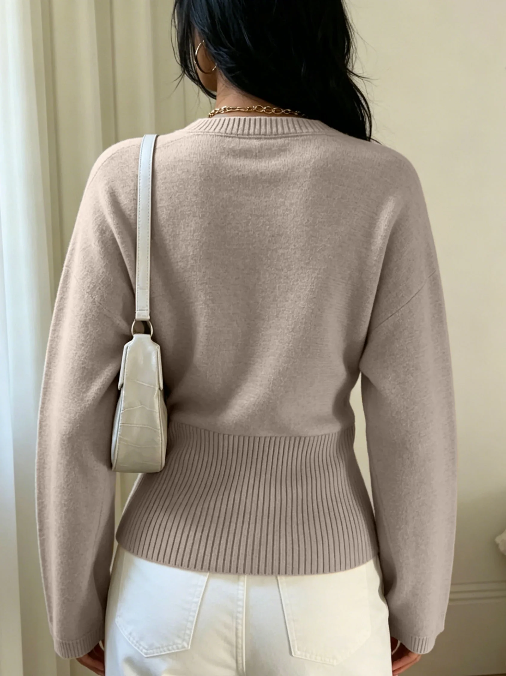 Picture 3: Women's pure-colored ribbed trimmed knitted cardigan, suitable for casual and elegant dating, suitable for spring and autumn