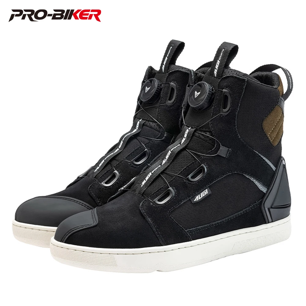 

Black Motorcycle Boot Non-slip Botas Moto Hombre Strong Flexibility Botas Moto Mujer Wear Resistant Lightweight Male Boots