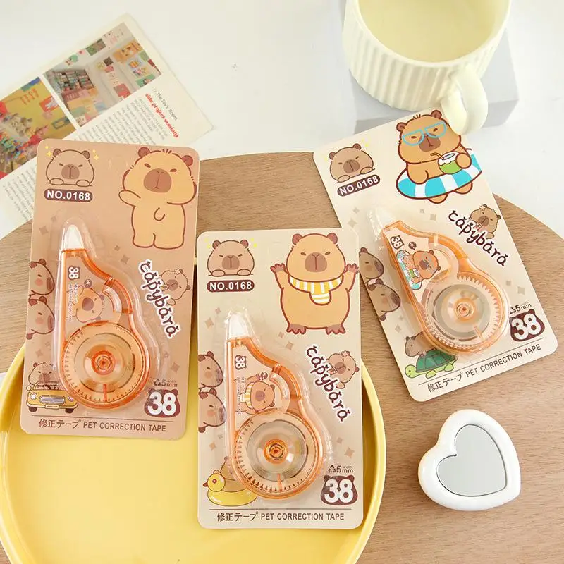 2Pcs Cartoon Capybara Correction Tape Multi-specification Corrective Tape School Office Supplies Crafting Note Taking Journal