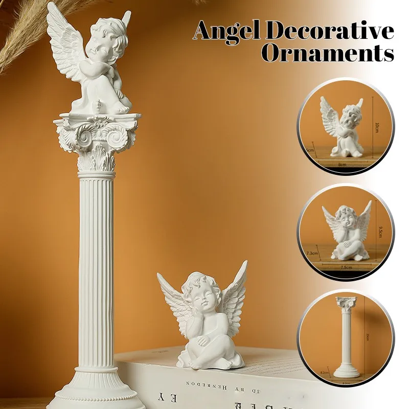 

Nordic Roman Resin Angel Decor Ornaments Home Hotel Office Figurine Roman Column Cherubs Statue Minimalist Sculpture Decor