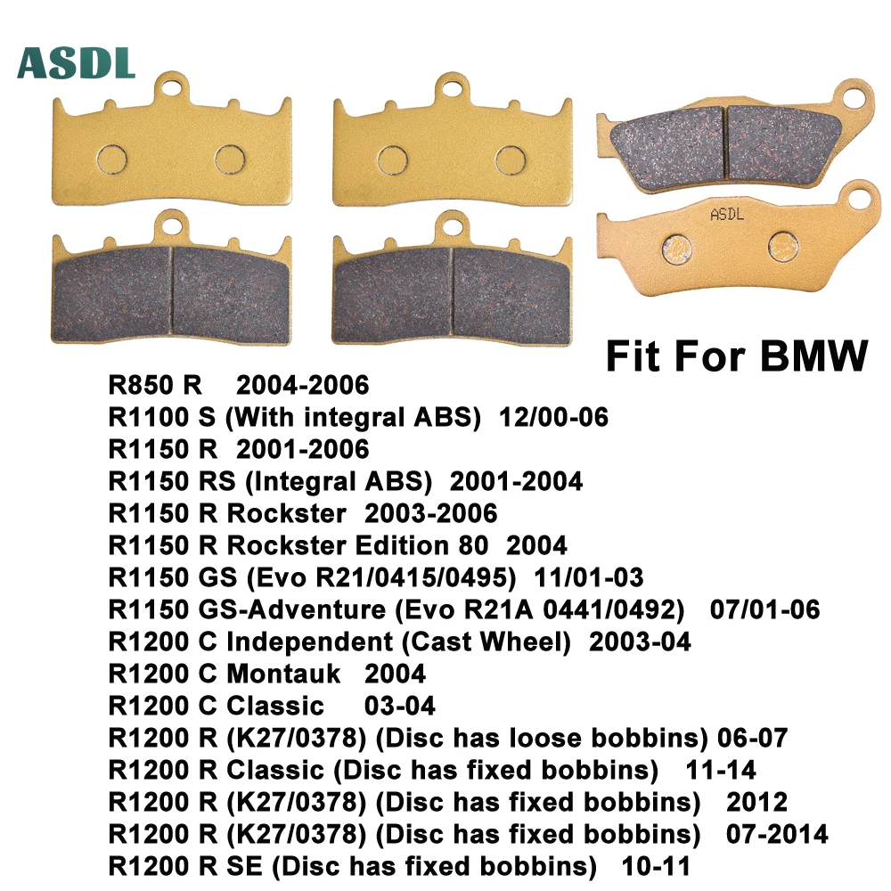 

Motorcycle Front and Rear Brake Pads For BMW R850 R 04-06 R1100 00-06 R1150 R RS GS 01-06 R1200C R1200R 06-14 R1200 R SE 10-11