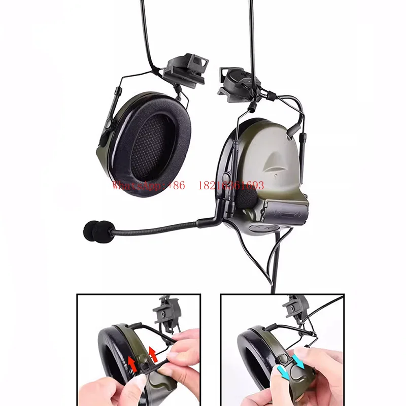 Equipped with Microphone Intercom Communication, Outdoor Comtac II C2 Earphones for Sound Pickup and Noise Reduction, PTT Helmet
