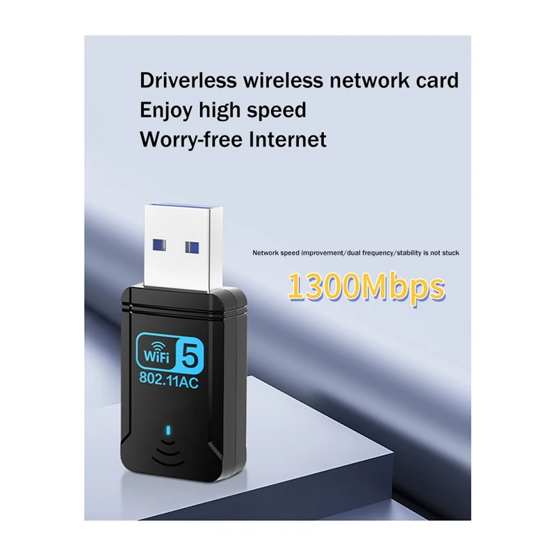 1300Mbps Wifi Adapter USB Wireless Network Card Dual Band 2.4Ghz 5Ghz USB3.0 WIFI Adapter For Desktop Laptop
