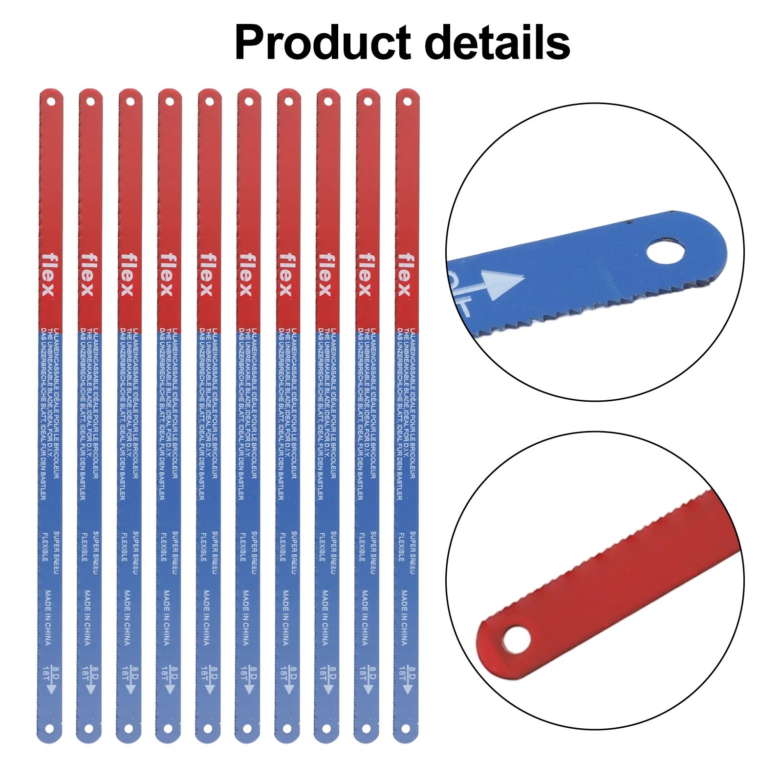 

10PCS Hacksaw Blade 300mm Hand Saw Blades 14T/18T/24T Bi-Metal For MeatWood CutFlexible SteelFolding Continuous HacksawBlade