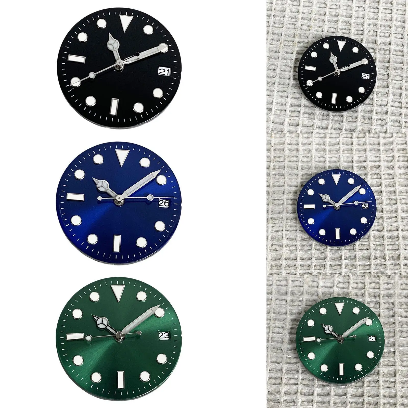 28.5mm Watch Dial, Replacement for NH36/NH35 Movement Modification Green Luminous