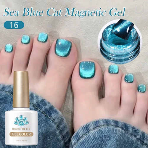 Imagen 2 del producto BORN PRETTY 10ml cristal azul brillante gato Gel magnético esmalte de uñas semipermanente arte de uñas manicura brillo remojo UV LED Gel