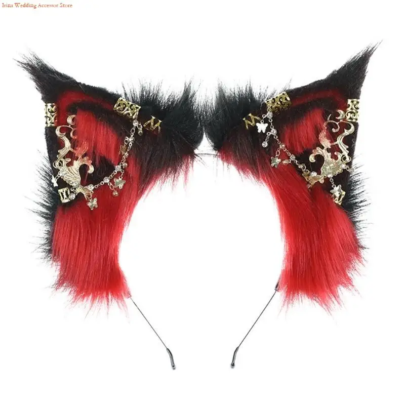 G92D Performances Wolf Ear Headband Carnivals Party Plush Headpiece Movie Enthusiasts Party Cosplay Anime Props Unisex
